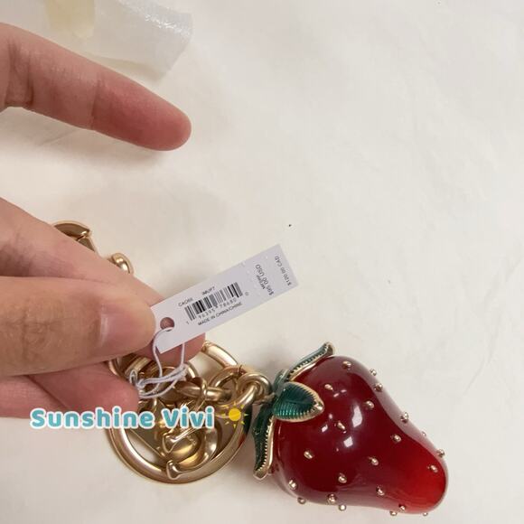 NWT Coach Strawberry Bag Charm CAO50 BRASS/Red - Picture 2 of 10
